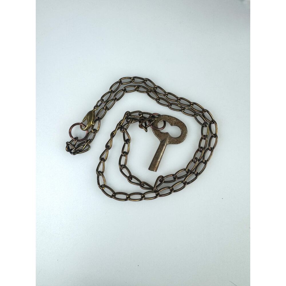 Vintage Skeleton Key Necklace Antique Materials Medium length 25" Brass Chain